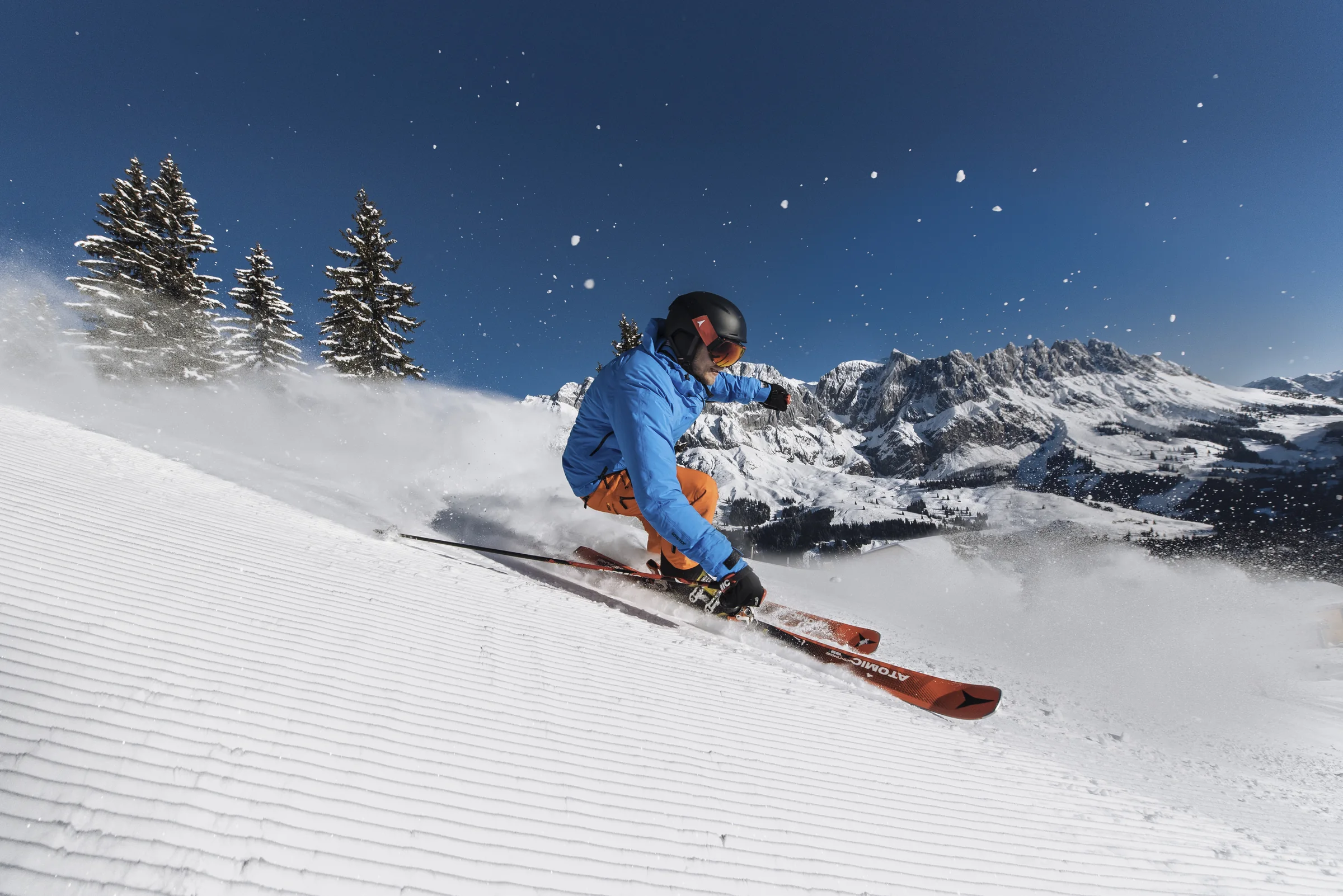 Skifahren am Hochkönig – Sonnige Skipiste mit Hochkönig-Panorama